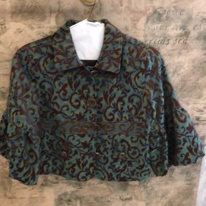 Katherine NY green/brown swirl cropped jacket, s
